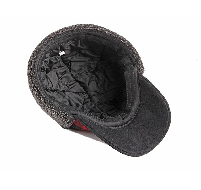 Trendy Plus Velvet Thick Plaid Ear Protection Cotton Cap Men