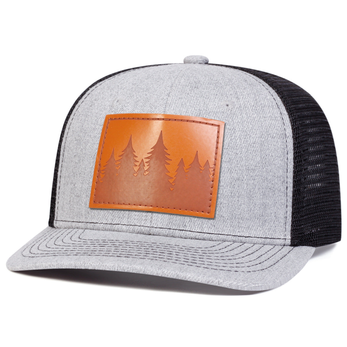 Men's Leather Baseball Cap With Slight Bending